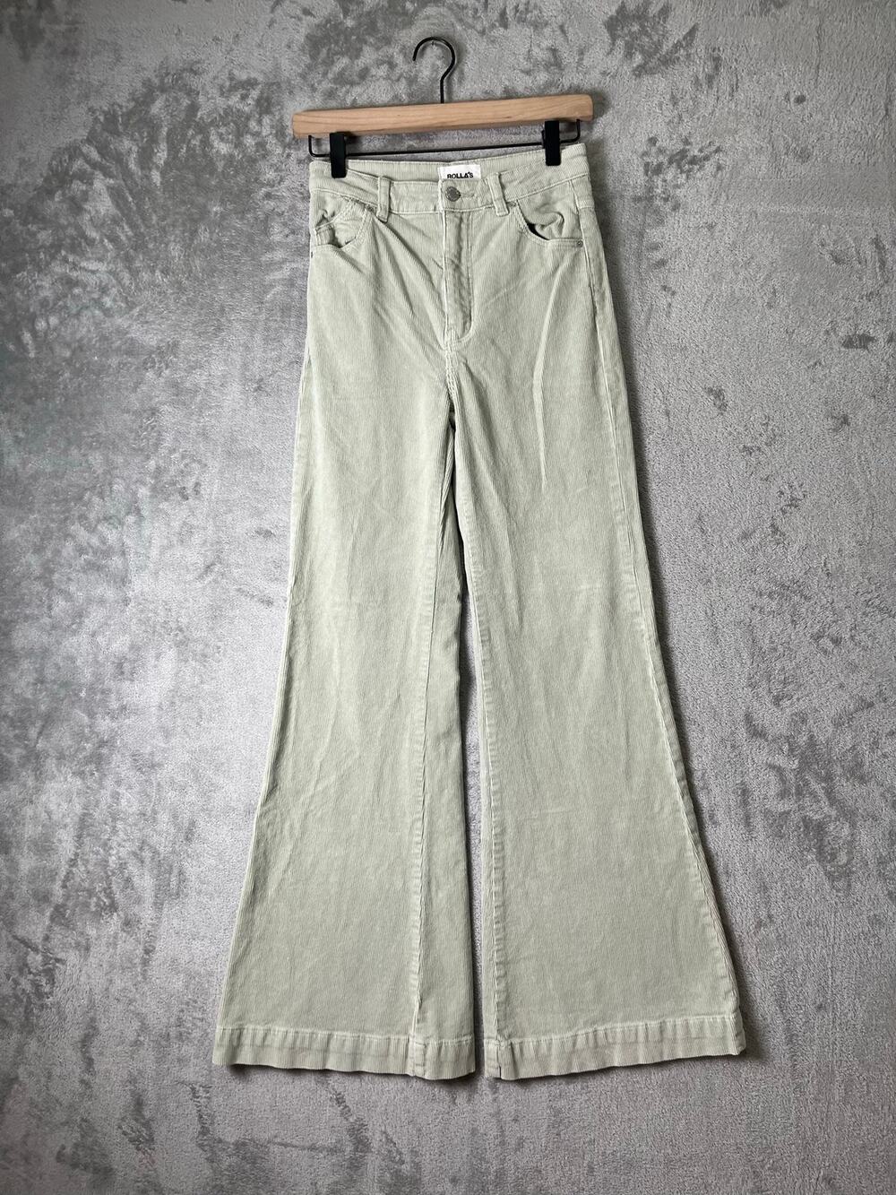 Rolla’s East Coast Flare Corduroy Pants Seagrass Green High Rise Size 27 Y2K